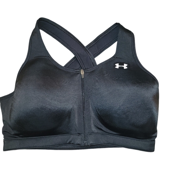 Under Armour Sports Bra NWOT Front Zip Black - Picture 1 of 3